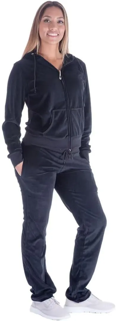 2 Piece Outfits Velour Tracksuit Womens Sweatpants and Sweatshirt Sweatsuits Set Velvet Fall Hoodies and Pants
