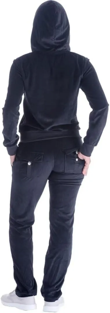2 Piece Outfits Velour Tracksuit Womens Sweatpants and Sweatshirt Sweatsuits Set Velvet Fall Hoodies and Pants