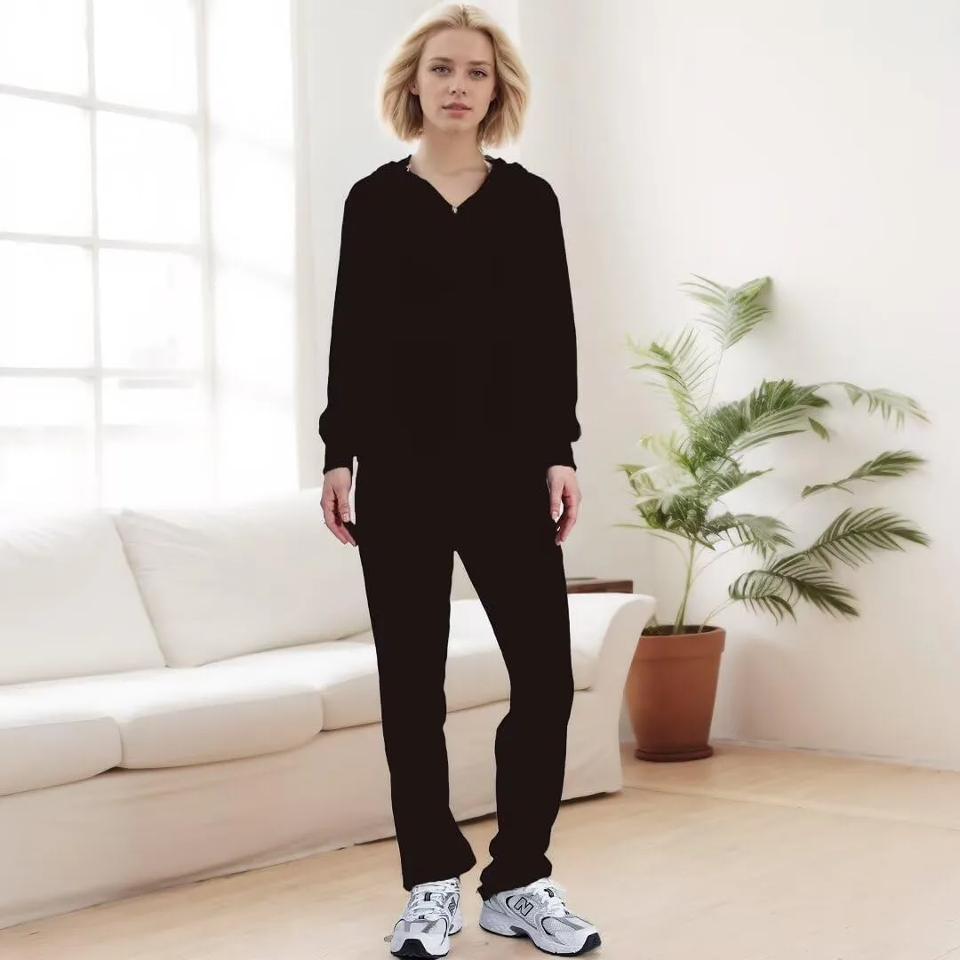 2 Piece Outfits Velour Tracksuit Womens Sweatpants and Sweatshirt Sweatsuits Set Velvet Fall Hoodies and Pants