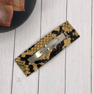 3.25 Tan and Black Snakeskin Rectangle Snap Clip