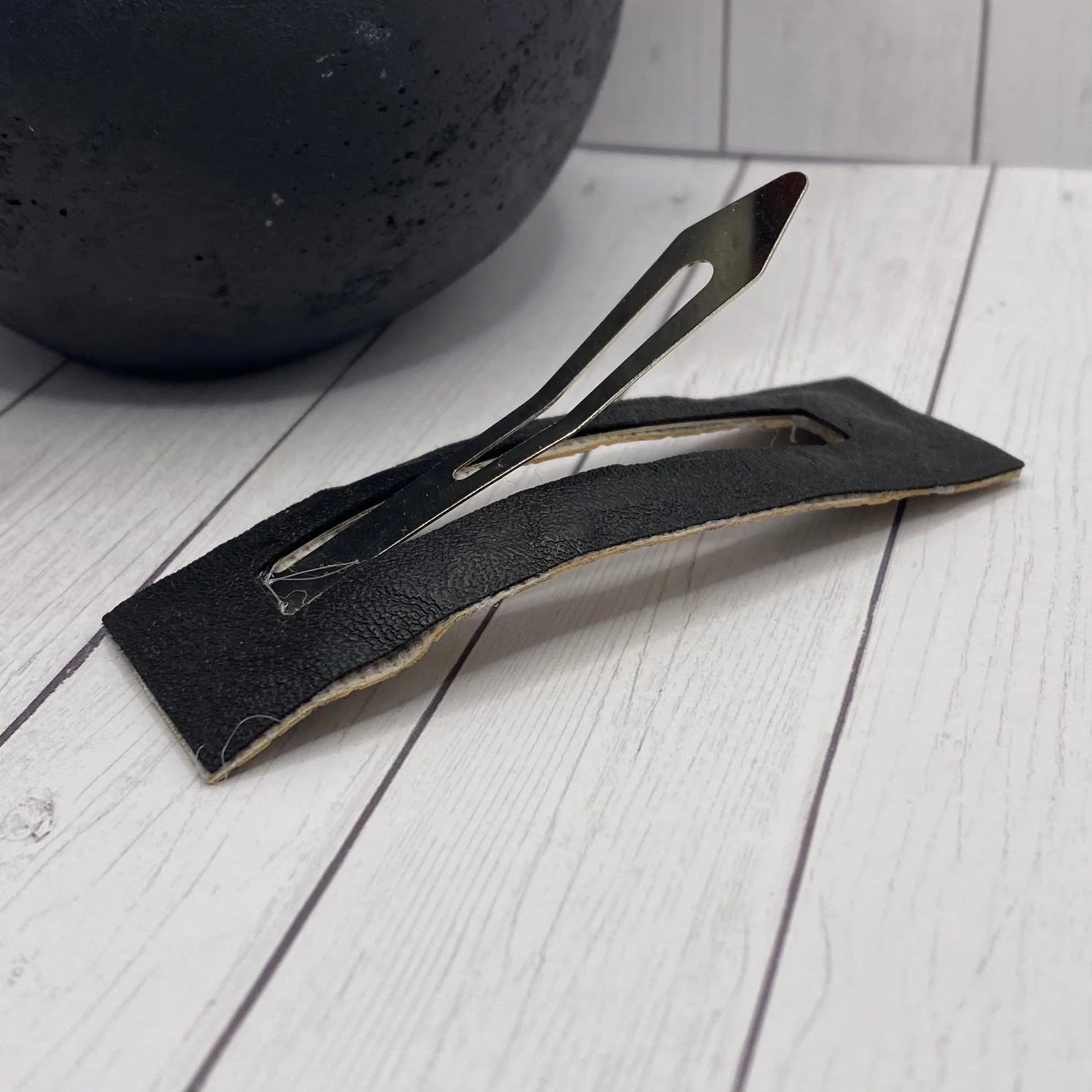 3.25 Tan and Black Snakeskin Rectangle Snap Clip