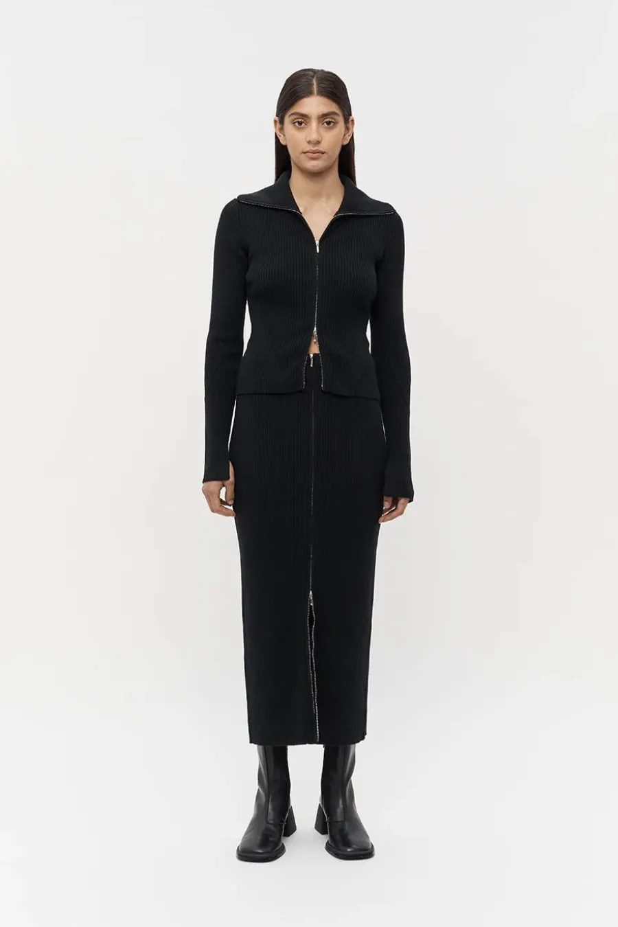 Ada Double End Zip Knit Black