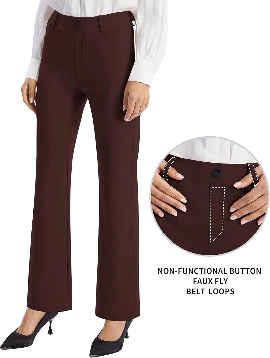 AFITNE Women's Yoga Dress Pants 2025 Spring Stretchy Work Slacks Straight Leg Business Office Casual Pants