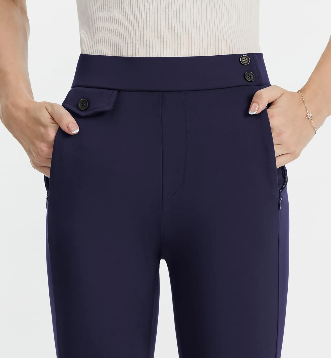 AFITNE Women's Yoga Dress Pants High Waist Pull On Stretchy Straight Leg Work Casual Slacks with Water-Repellent Fabric