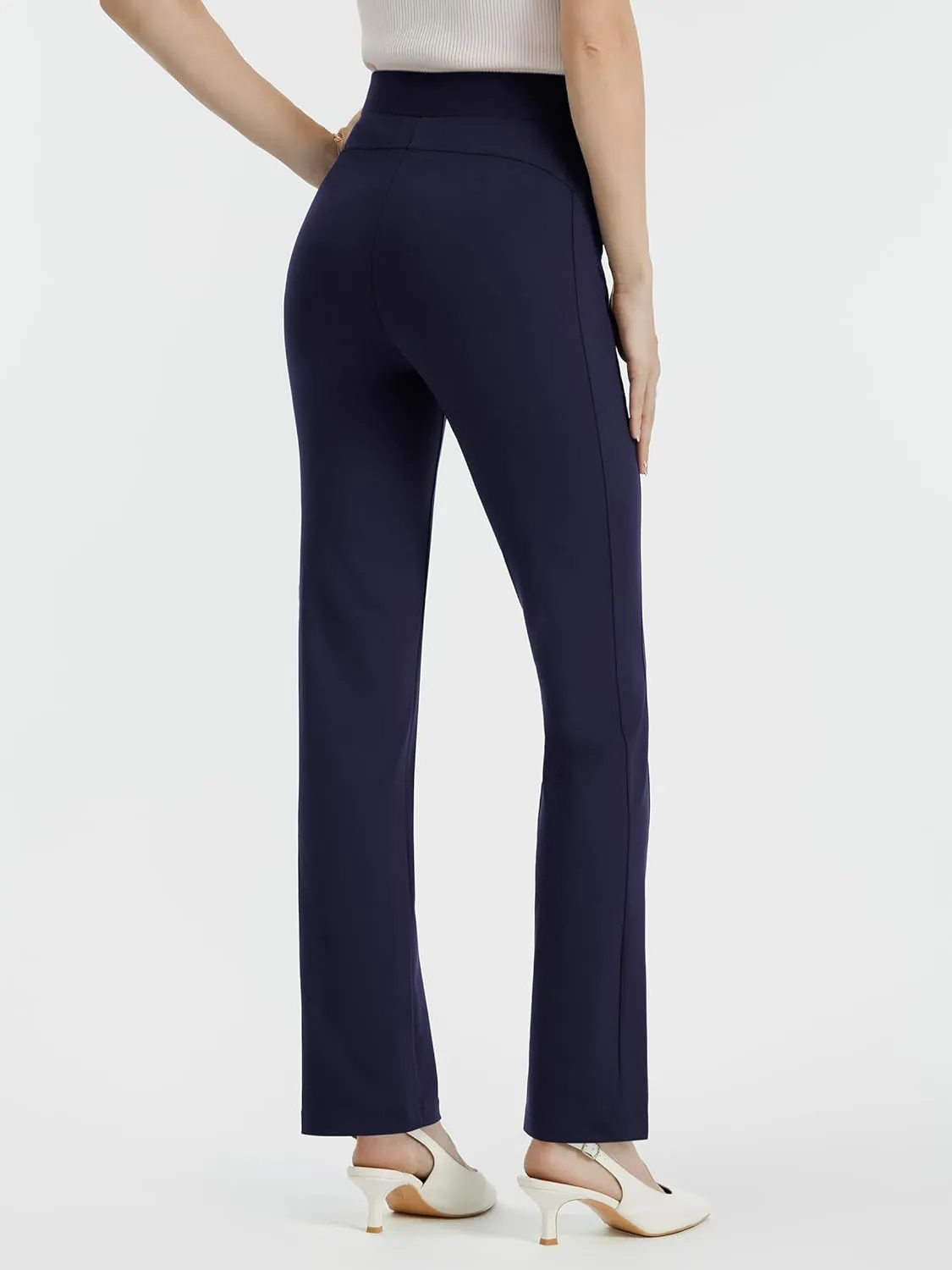 AFITNE Women's Yoga Dress Pants High Waist Pull On Stretchy Straight Leg Work Casual Slacks with Water-Repellent Fabric