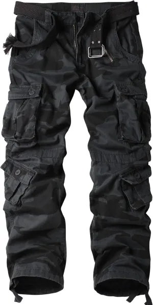 AKARMY Men's Camo Cargo Work Pants Cotton Casual Tactical Combat Military Wild BDU Ripstop Trousers with Multi Pockets