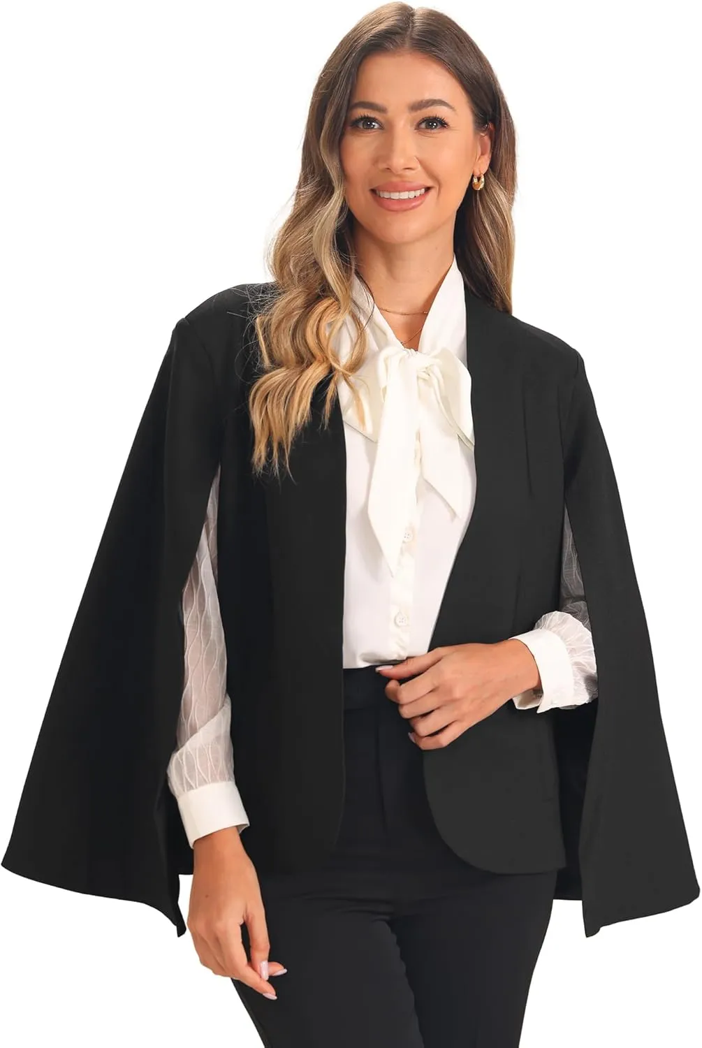 Allegra K Cape Sleeve Blazer for Women's Business Work Open Front Casual Jacket Coat