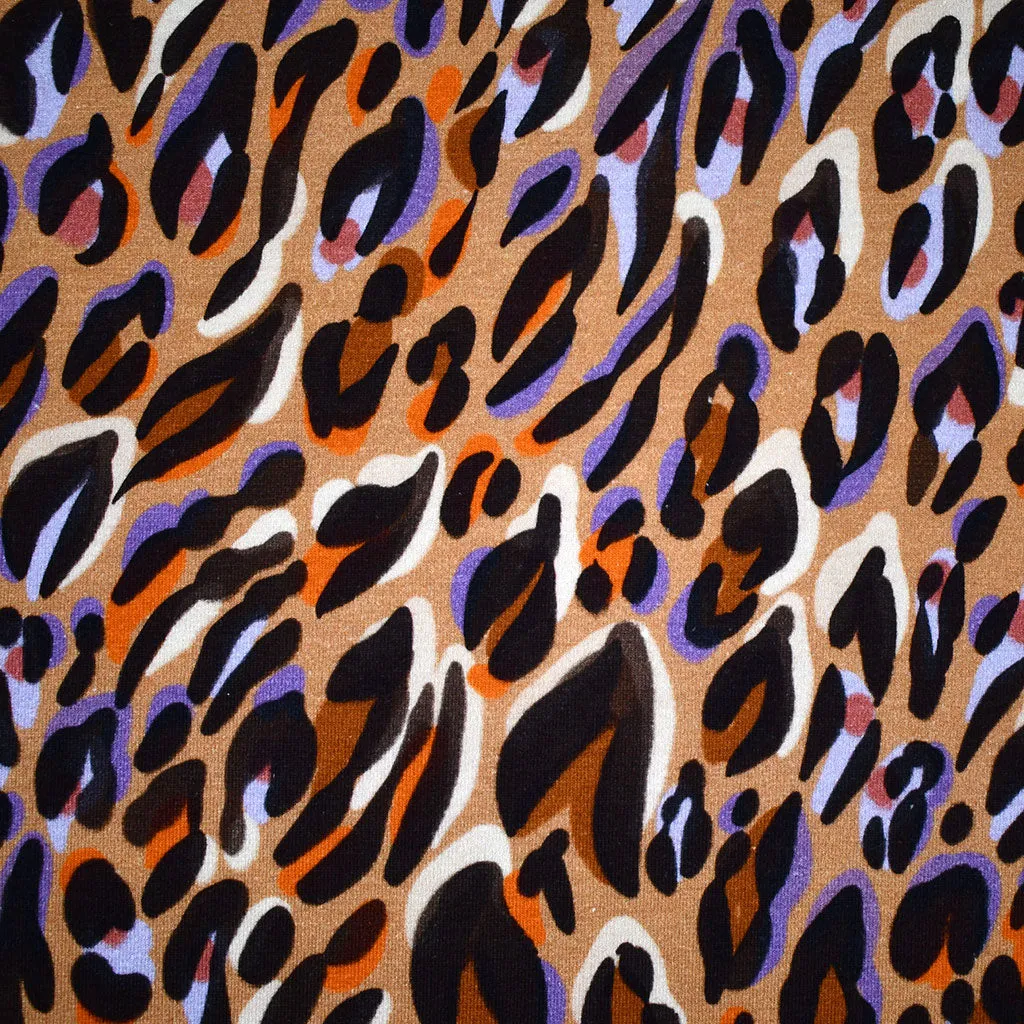 Artistic Animal Spots Digital Print Jersey French Terry Camel