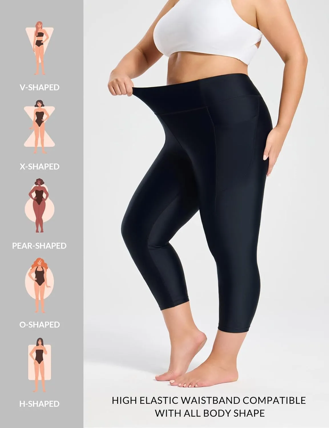baleaf Women's 20" High Waisted Swim Pants 2025 Long Swim Capris UPF50  Swimsuit with Liner and Pockets