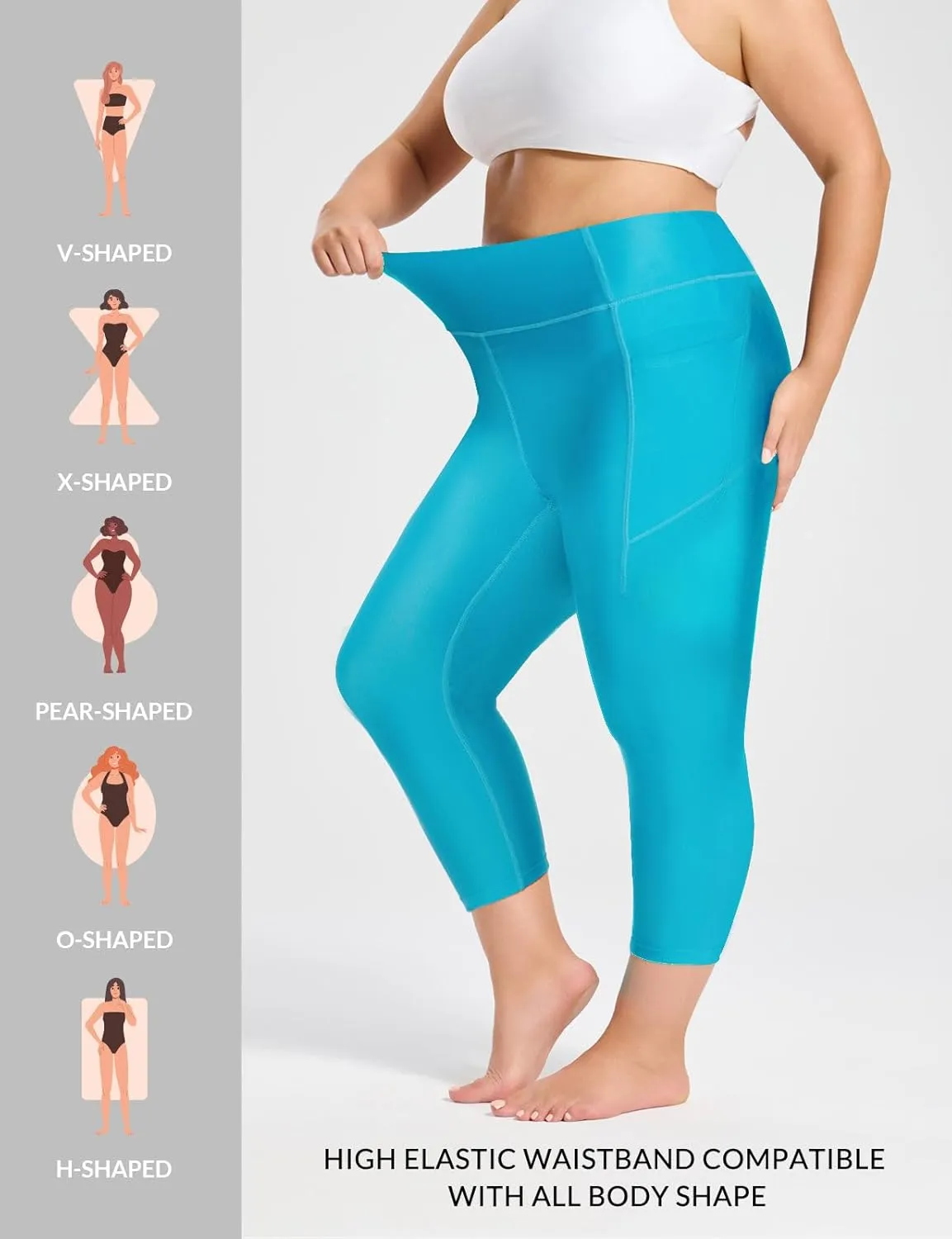 baleaf Women's 20" High Waisted Swim Pants 2025 Long Swim Capris UPF50  Swimsuit with Liner and Pockets
