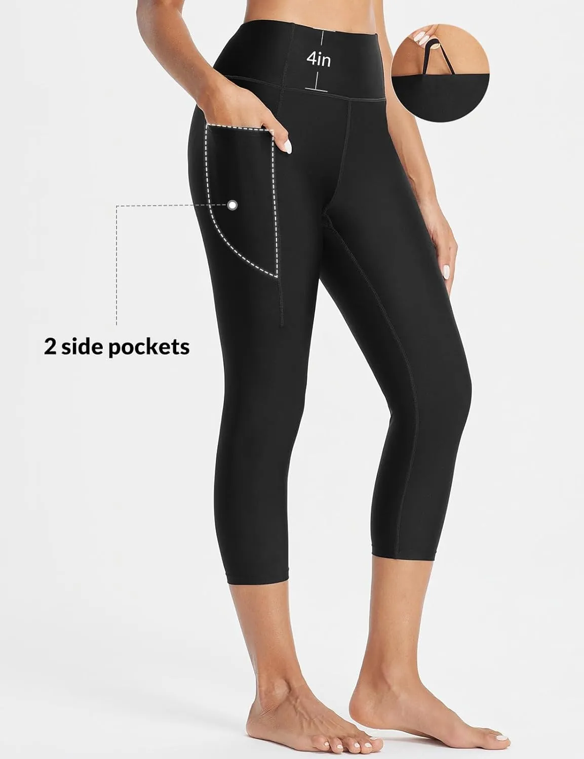 baleaf Women's 20" High Waisted Swim Pants 2025 Long Swim Capris UPF50  Swimsuit with Liner and Pockets
