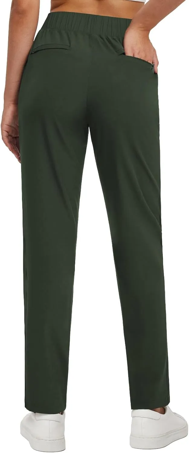 baleaf Women's Pants with Zipper Pockets Stretch Golf Pants High Waist Travel Athletic Work Casual UPF50 