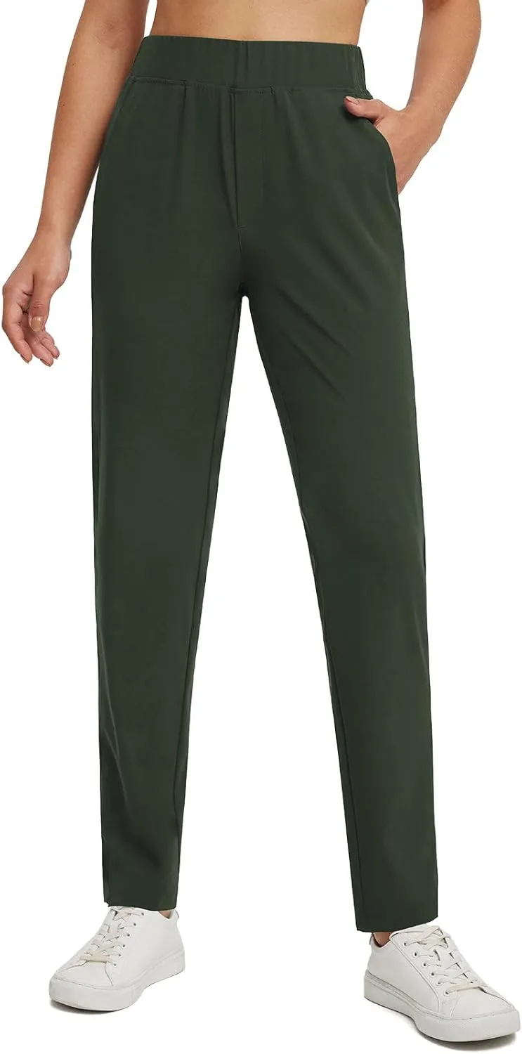 baleaf Women's Pants with Zipper Pockets Stretch Golf Pants High Waist Travel Athletic Work Casual UPF50 