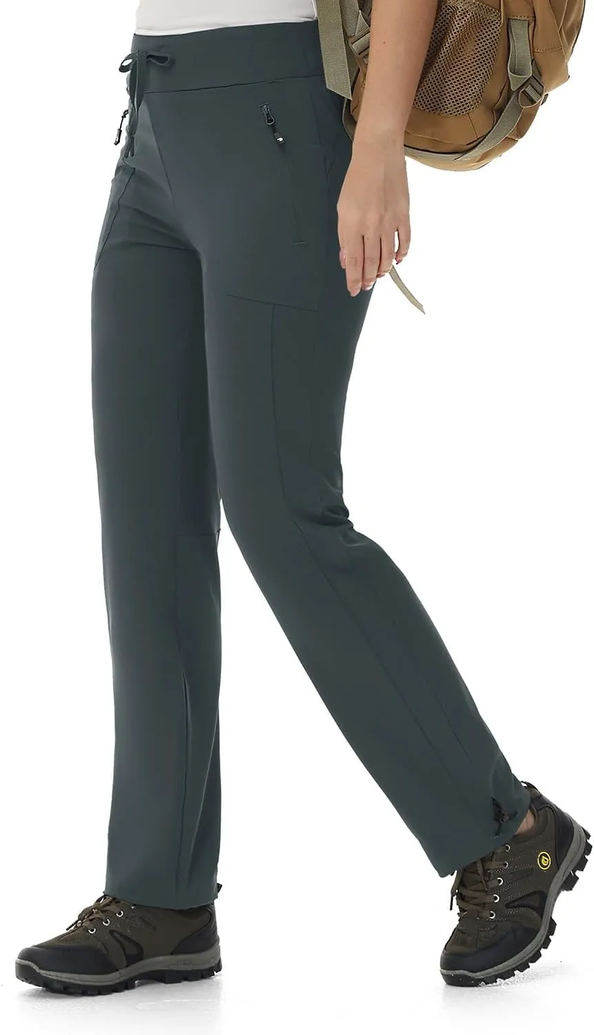 BASUDAM Women's Athletic Pants Quick Dry Lightweight Zipper Pockets Adjustable Ankle Outdoor Sports Hiking Running Jogging