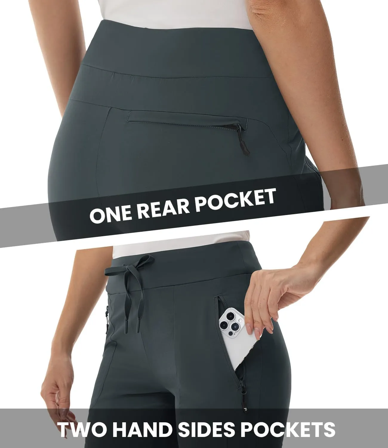 BASUDAM Women's Athletic Pants Quick Dry Lightweight Zipper Pockets Adjustable Ankle Outdoor Sports Hiking Running Jogging