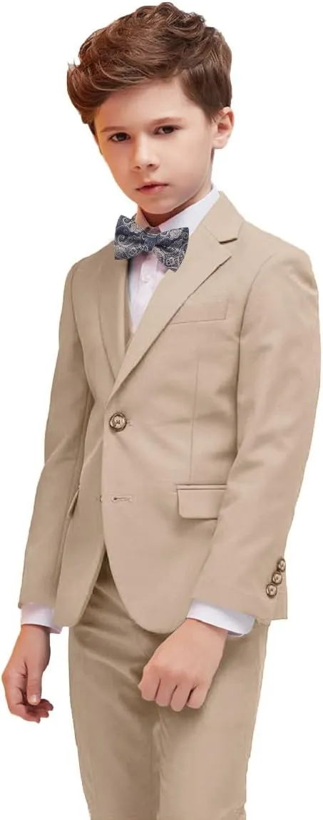 Boy Suits 5 Piece Slim Fit Suit for Kids Toddler Formal Set Wedding Ring Bearer Outfit