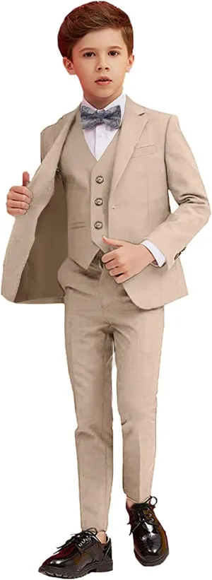 Boy Suits 5 Piece Slim Fit Suit for Kids Toddler Formal Set Wedding Ring Bearer Outfit