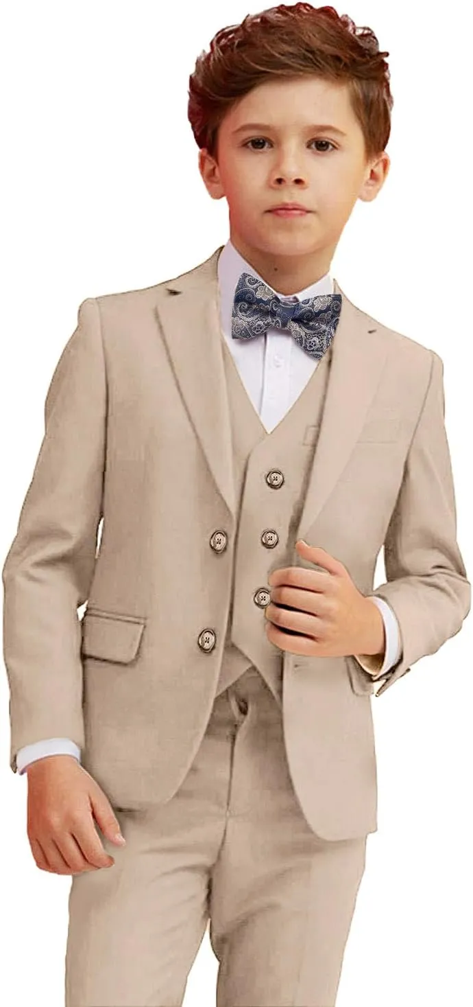 Boy Suits 5 Piece Slim Fit Suit for Kids Toddler Formal Set Wedding Ring Bearer Outfit