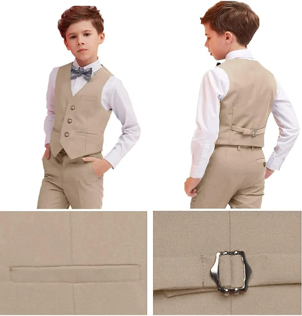 Boy Suits 5 Piece Slim Fit Suit for Kids Toddler Formal Set Wedding Ring Bearer Outfit