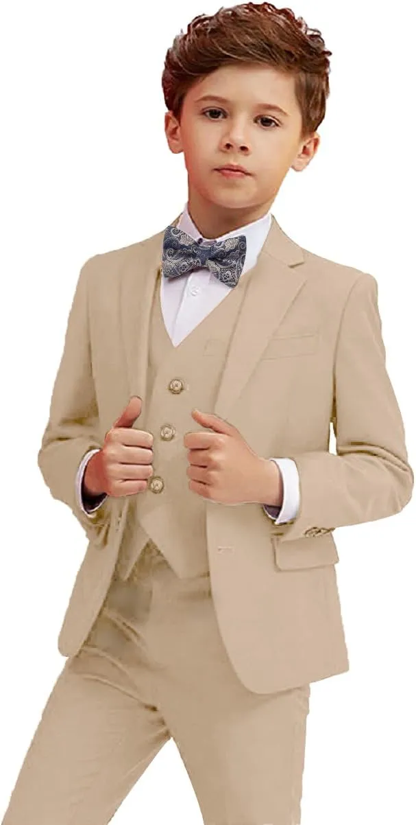 Boy Suits 5 Piece Slim Fit Suit for Kids Toddler Formal Set Wedding Ring Bearer Outfit