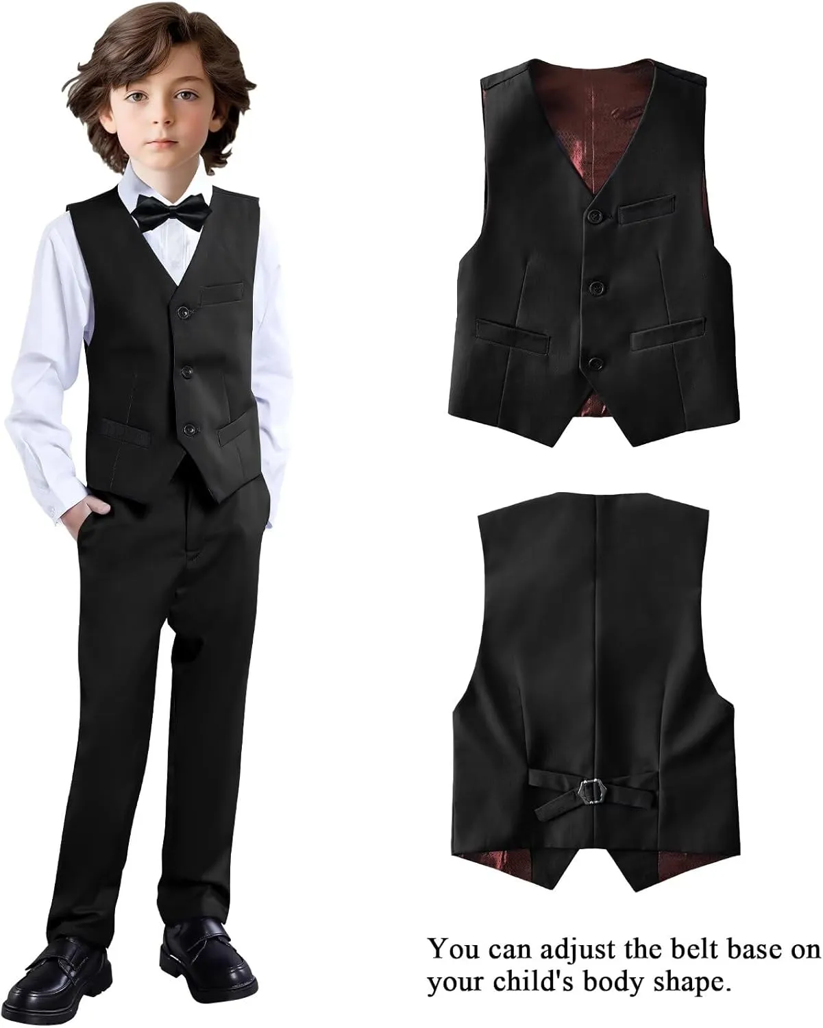 Boys Suit 4-Pieces Toddler Tuxedo Vest Pants Set Suits for Boys Communion Dress Clothes Ring Bearer Outfit