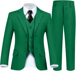 Boy's Suit Formal Slim Fit 5 Pieces Suit Set Blazer Vest Pants with Adjustable Waist Shirt with Tie