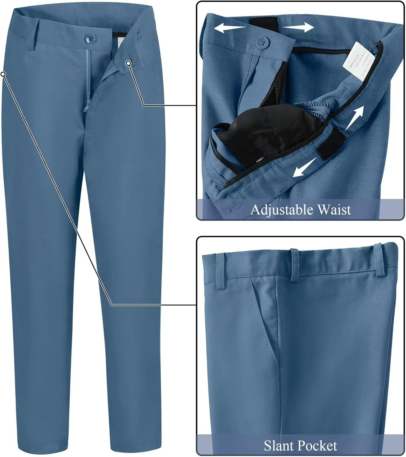 Boy's Suit Formal Slim Fit 5 Pieces Suit Set Blazer Vest Pants with Adjustable Waist Shirt with Tie