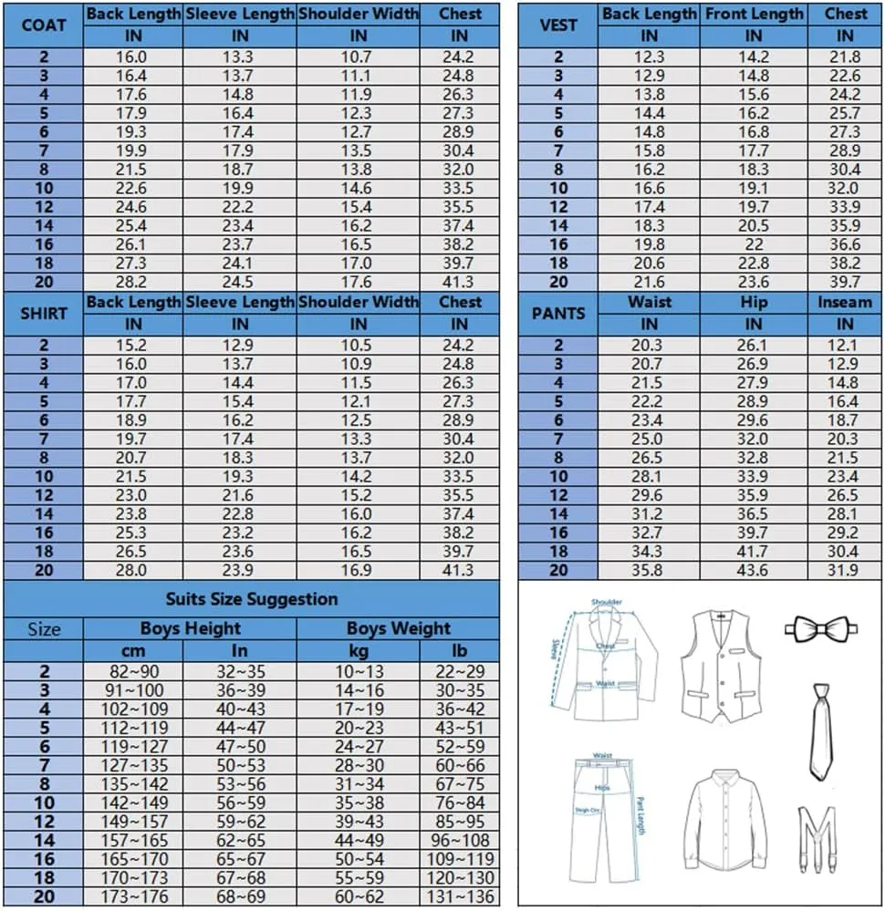 Boys Suits Black Suit for Boy Slim Fit Formal Toddler Kids 7Pcs Vest Dress Pants Blazer Ring Bearer Outfit with Accessory