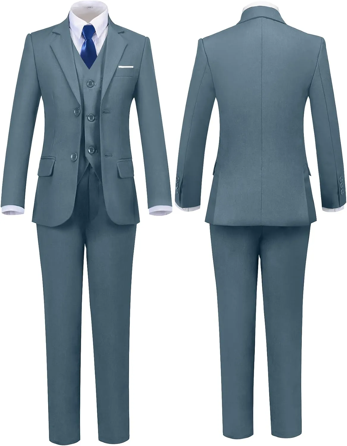 Boys Suits Black Suit for Boy Slim Fit Formal Toddler Kids 7Pcs Vest Dress Pants Blazer Ring Bearer Outfit with Accessory