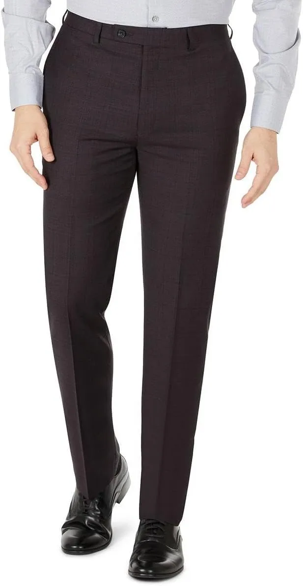 Calvin Klein Mens Jayden Wool Blend Skinny Fit Suit Pants Brown 36/30