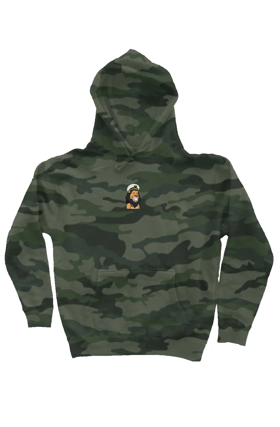 Camo Independent Heavyweight Hoodie feat Lazy Lion #8067