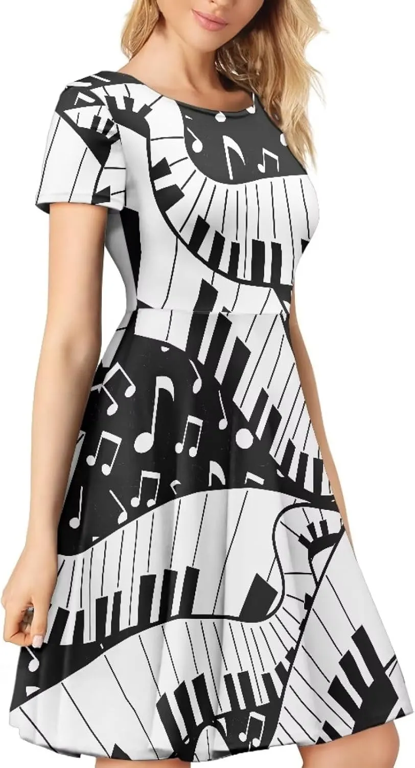 chaqlin Women Casual Summer Tunic Dress Short Sleeved Plus Size A-Line Midi Dresses
