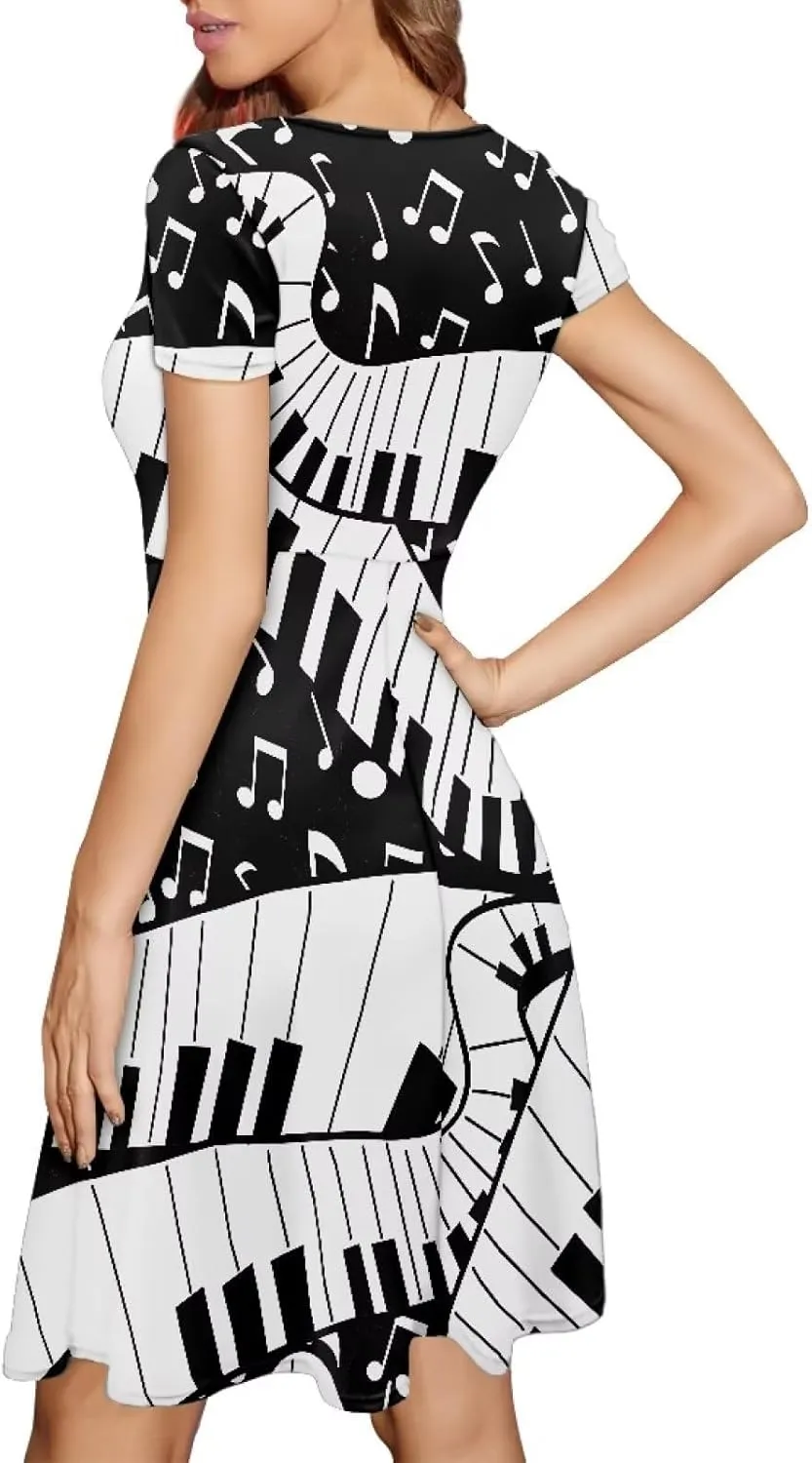 chaqlin Women Casual Summer Tunic Dress Short Sleeved Plus Size A-Line Midi Dresses