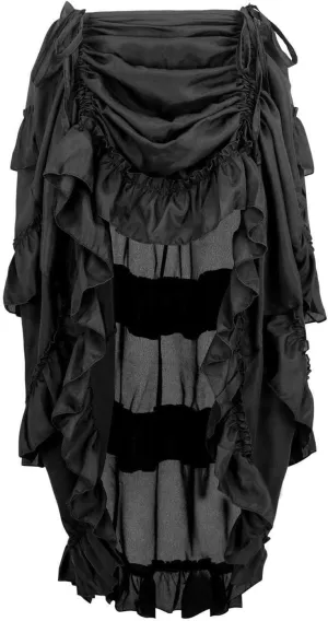 Charella Gothic Skirt for Women - Layered Ruched Hem Medieval Goth Steampunk Skirt for Halloween Masquerade Party Dress