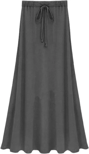 CHARTOU Women's Drawstring Waist Slim Fit Fleece-Lined Slit A-Line Maxi Long Skirt