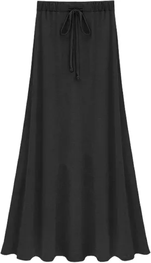 CHARTOU Women's Drawstring Waist Slim Fit Fleece-Lined Slit A-Line Maxi Long Skirt