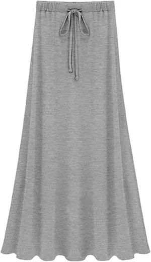 CHARTOU Women's Drawstring Waist Slim Fit Fleece-Lined Slit A-Line Maxi Long Skirt