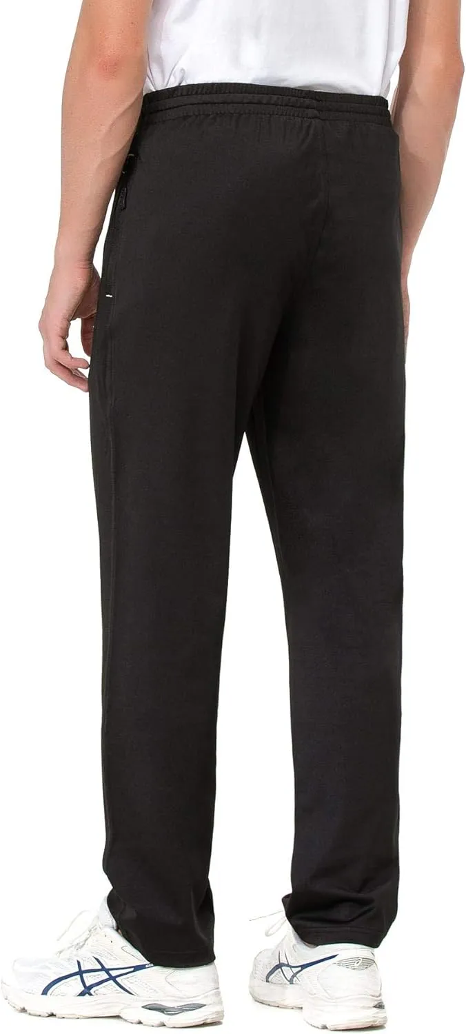 clothin Men's Yoga Pants with Zipper Pockets Elastic Waist Open Bottom Workout Sweatpants for Athletic Running Fitness