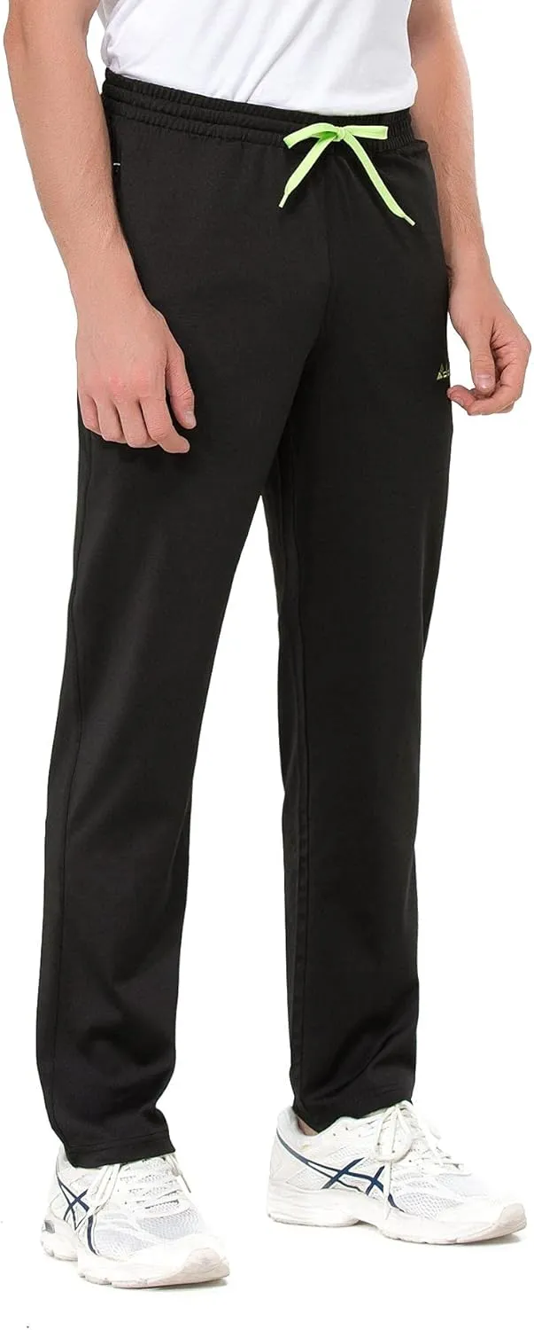clothin Men's Yoga Pants with Zipper Pockets Elastic Waist Open Bottom Workout Sweatpants for Athletic Running Fitness