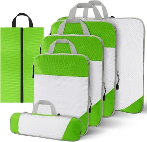 Compression Packing Cubes, 6 Set Luggage Packing Organizers, Lightweight Travel Accessories Essentials Travel Bags for Women/Men (Green)