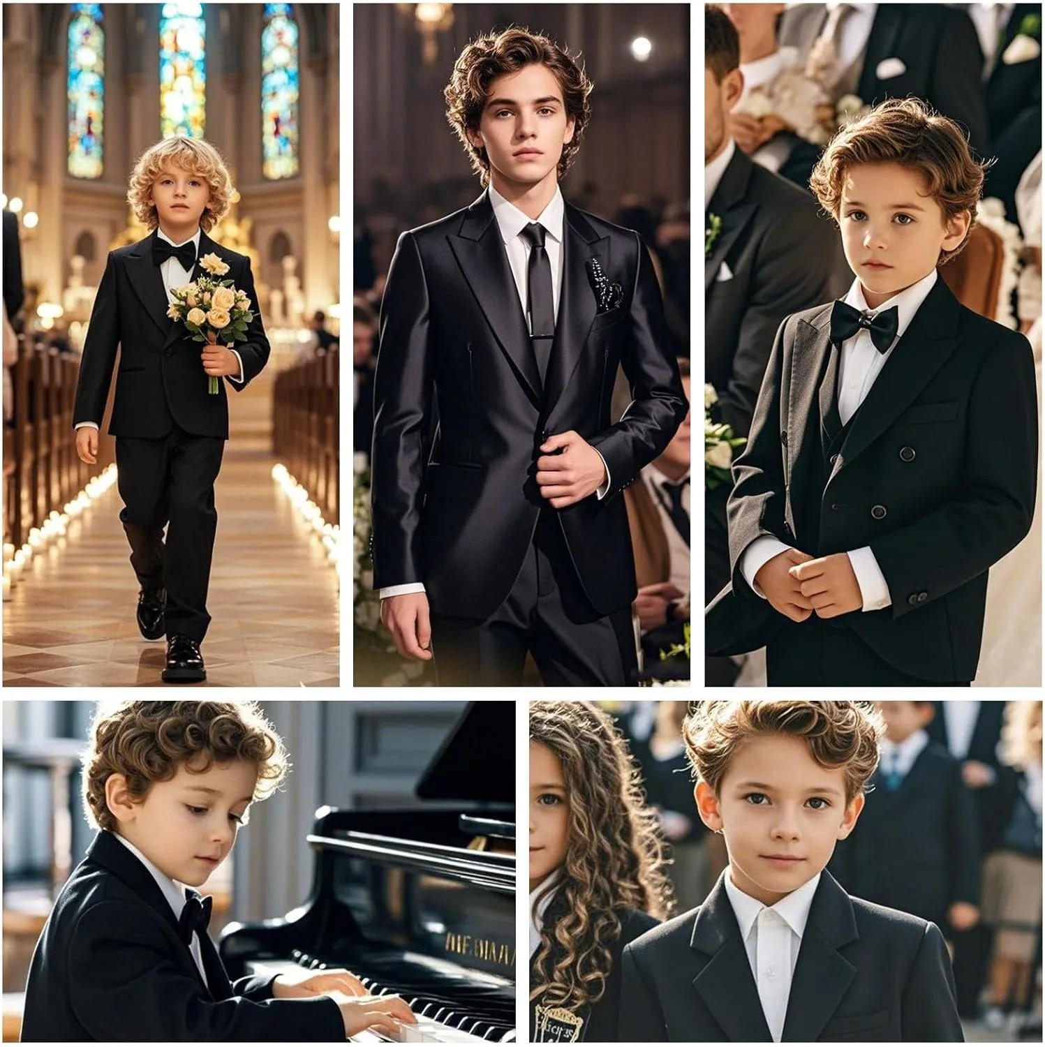ELPA ELPA Boys Slim Fit Suit Kids Formal Suits Set for Boys Youth Suit Ring Bearer Outfit
