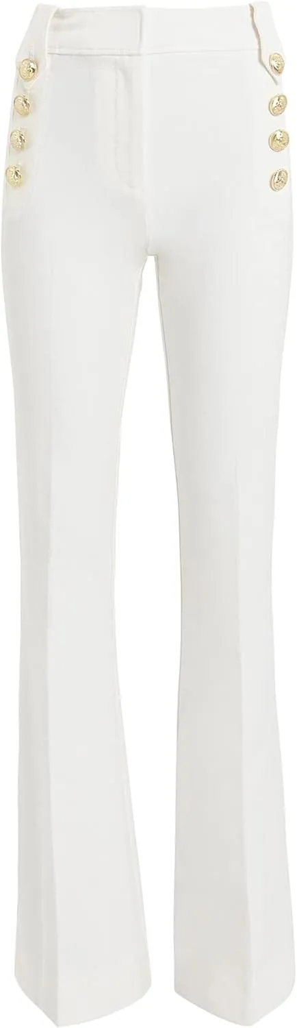 Famulily Womens Classy High Waist Double Breasted Flared Sailor Trousers Pants with Hide Zipper