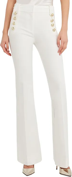 Famulily Womens Classy High Waist Double Breasted Flared Sailor Trousers Pants with Hide Zipper