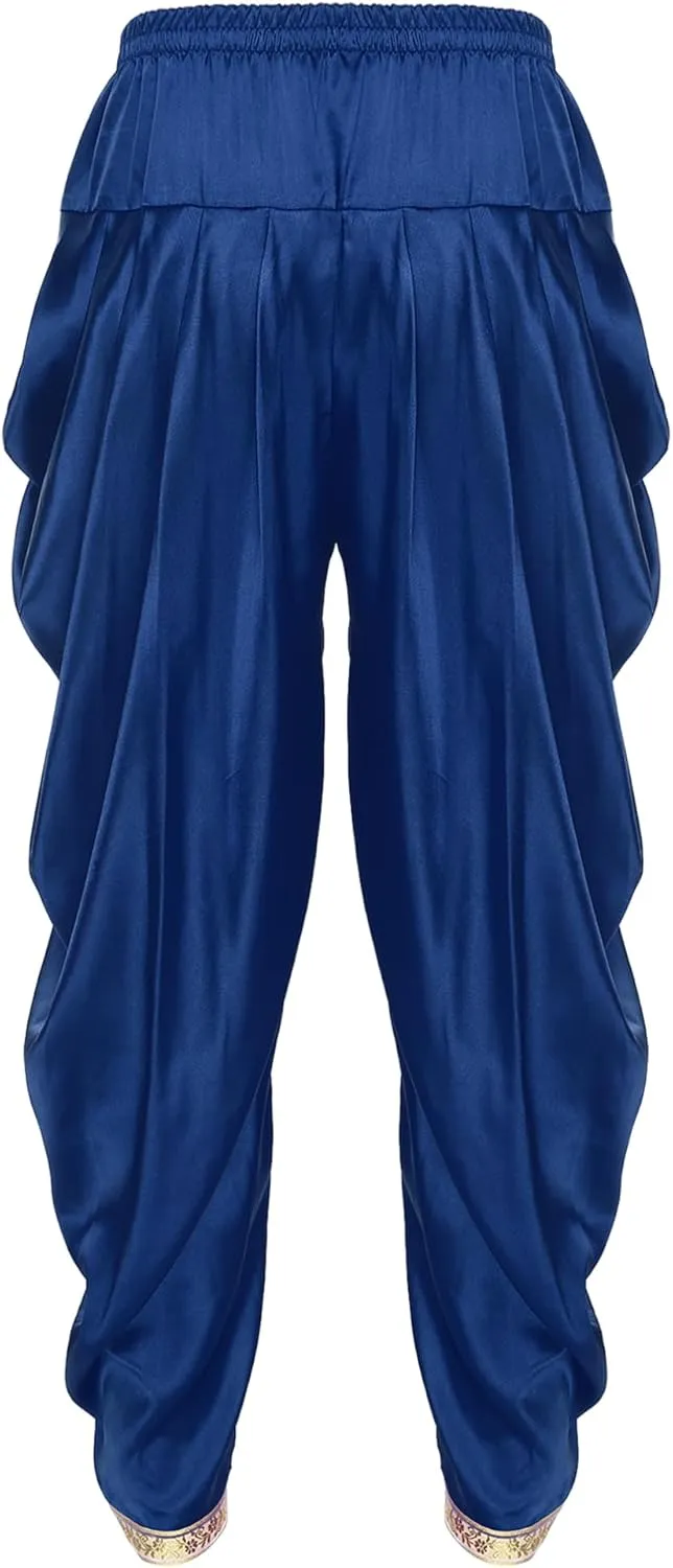 FEESHOW Men's Elastic Waist Harem Pants Dhoti Pants Baggy Palazzo Trousers Arabian Prince Costume
