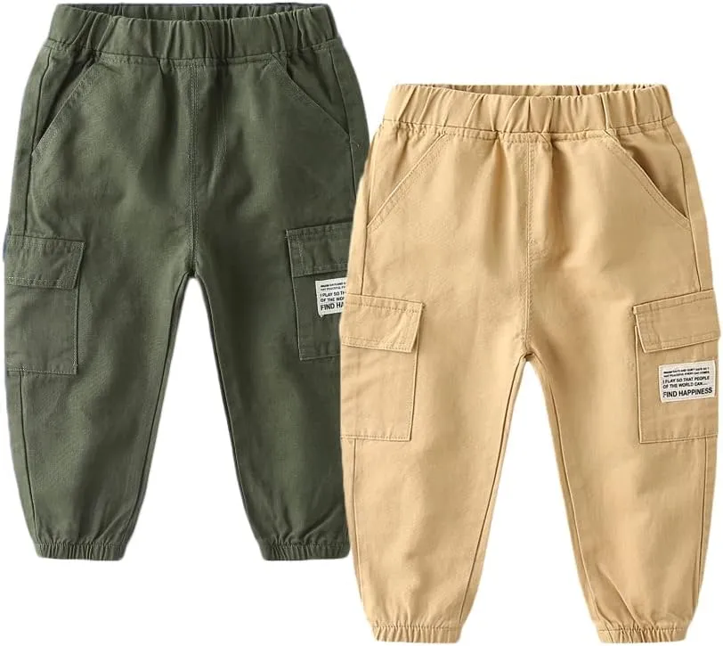 Feidoog Toddler Baby Boys 2/3 Pack Sweatpants Solid Cotton Elastic Waist Trousers Active Jogger Pants