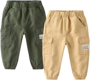 Feidoog Toddler Baby Boys 2/3 Pack Sweatpants Solid Cotton Elastic Waist Trousers Active Jogger Pants