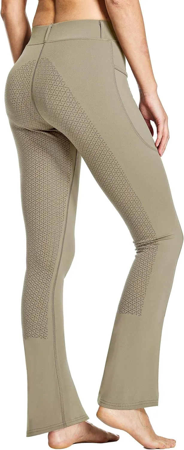 FitsT4 Sports Women's Full Seat Horse Riding Pants Bootcut Riding Tights with Pockets Equestrian Breeches for Women