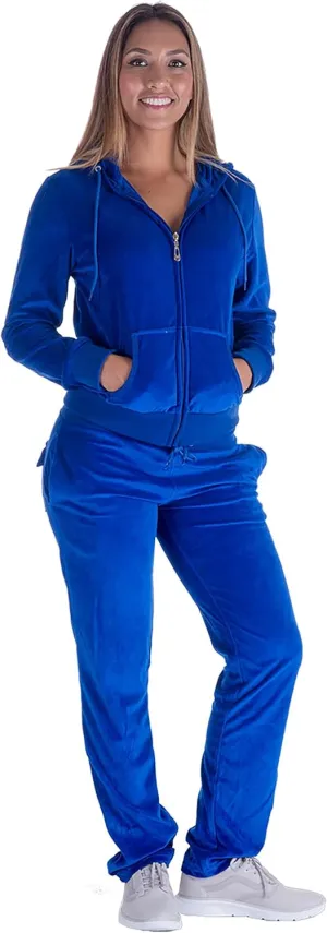 Gary Com Velour Tracksuit Set Womens Soft Velvet Long Sleeve Sweatsuits Zip Hooded Sweatshirts & Pants with Pocket