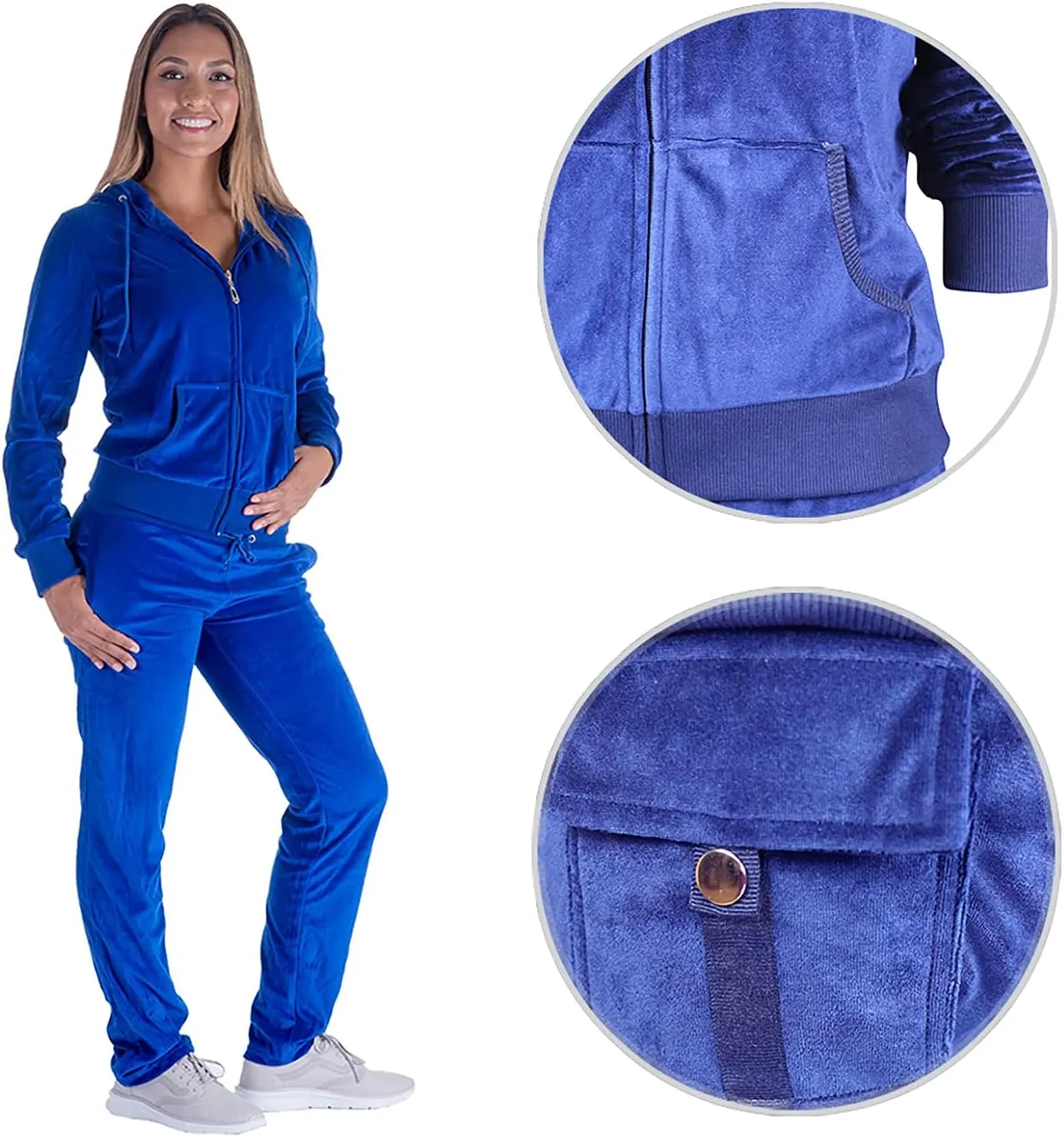 Gary Com Velour Tracksuit Set Womens Soft Velvet Long Sleeve Sweatsuits Zip Hooded Sweatshirts & Pants with Pocket