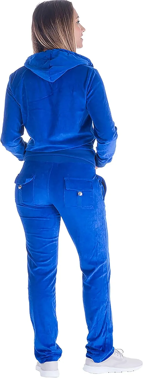 Gary Com Velour Tracksuit Set Womens Soft Velvet Long Sleeve Sweatsuits Zip Hooded Sweatshirts & Pants with Pocket
